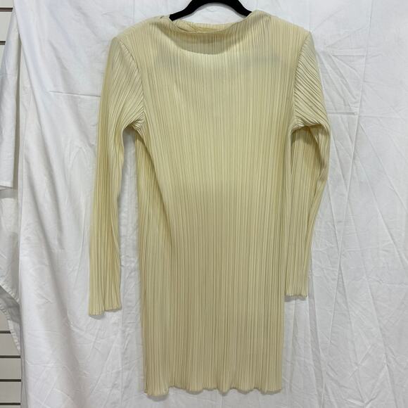 NWT Anine Bing Kira Padded Shoulder Ribbed Mini Dress Buttercream Women's Size S - Picture 2 of 5